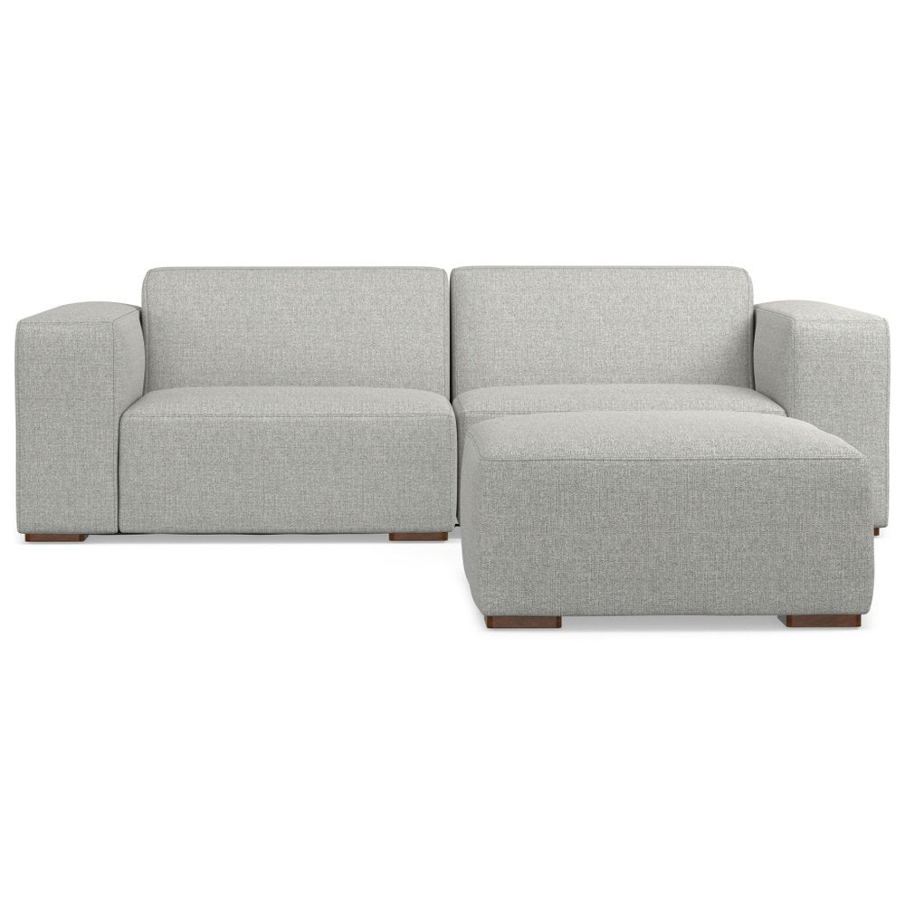 88" Gray Fabric Sofa With Ottoman With Brown Legs HomeRoots