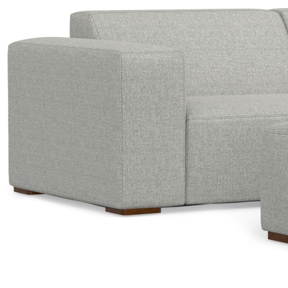 88" Gray Fabric Sofa With Ottoman With Brown Legs HomeRoots