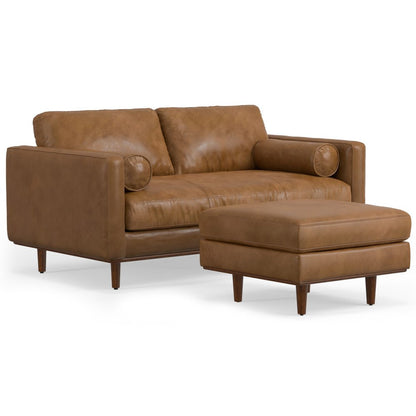 72" Brown Leather Sofa With Ottoman HomeRoots