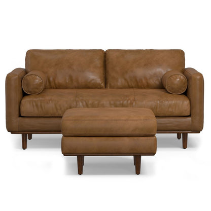 72" Brown Leather Sofa With Ottoman HomeRoots