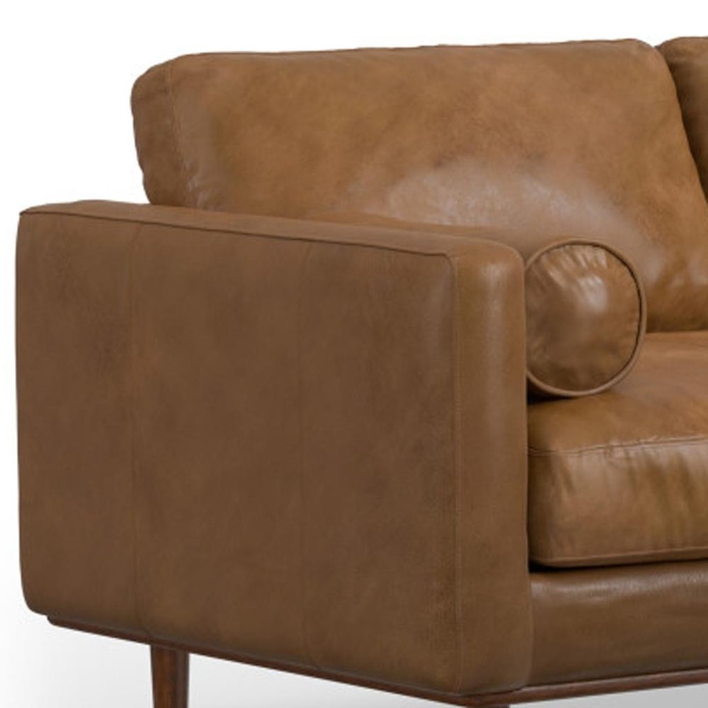 72" Brown Leather Sofa With Ottoman HomeRoots