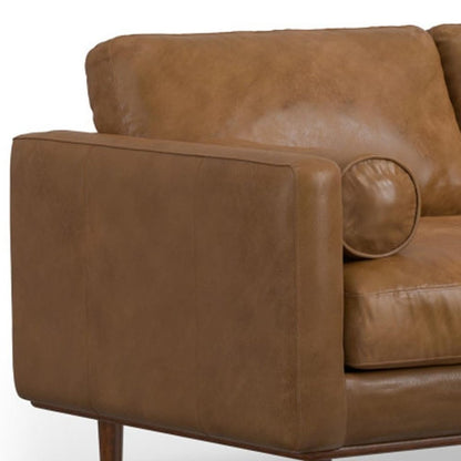 72" Brown Leather Sofa With Ottoman HomeRoots