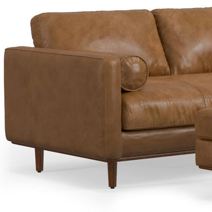 72" Brown Leather Sofa With Ottoman HomeRoots