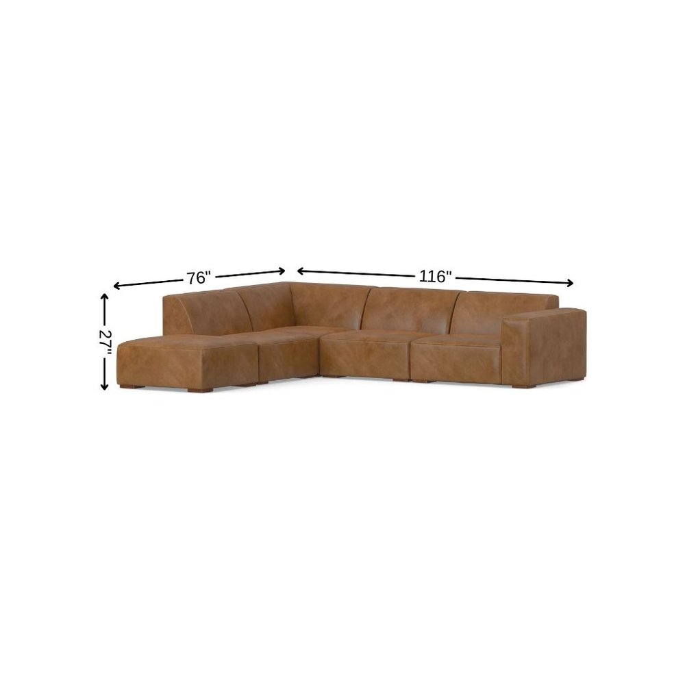 116" Brown Leather Sofa With Ottoman HomeRoots
