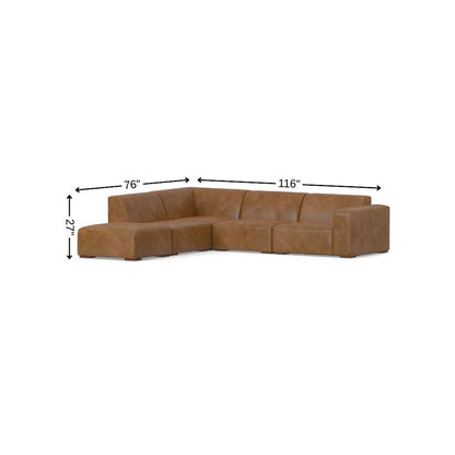 116" Brown Leather Sofa With Ottoman HomeRoots