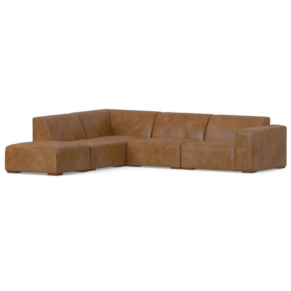 116" Brown Leather Sofa With Ottoman HomeRoots