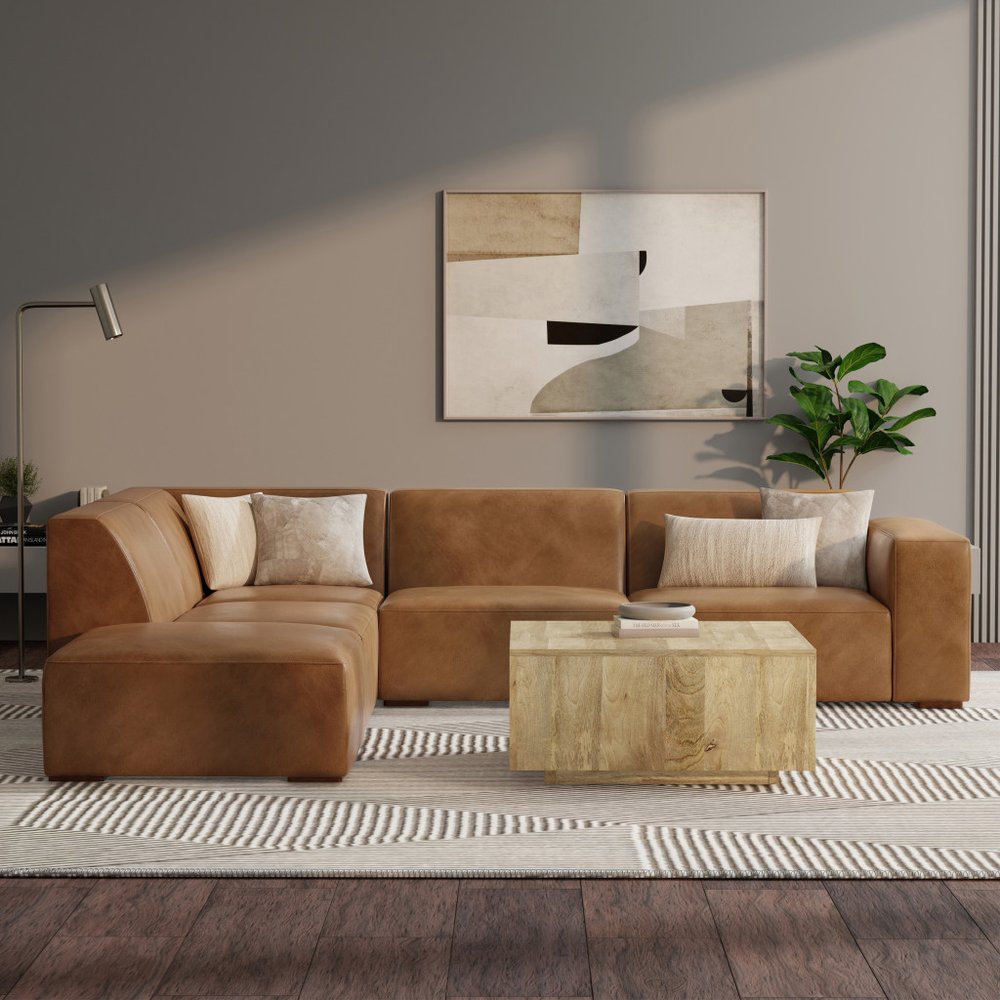 116" Brown Leather Sofa With Ottoman HomeRoots