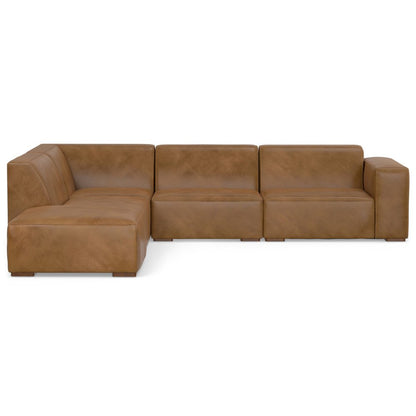 116" Brown Leather Sofa With Ottoman HomeRoots