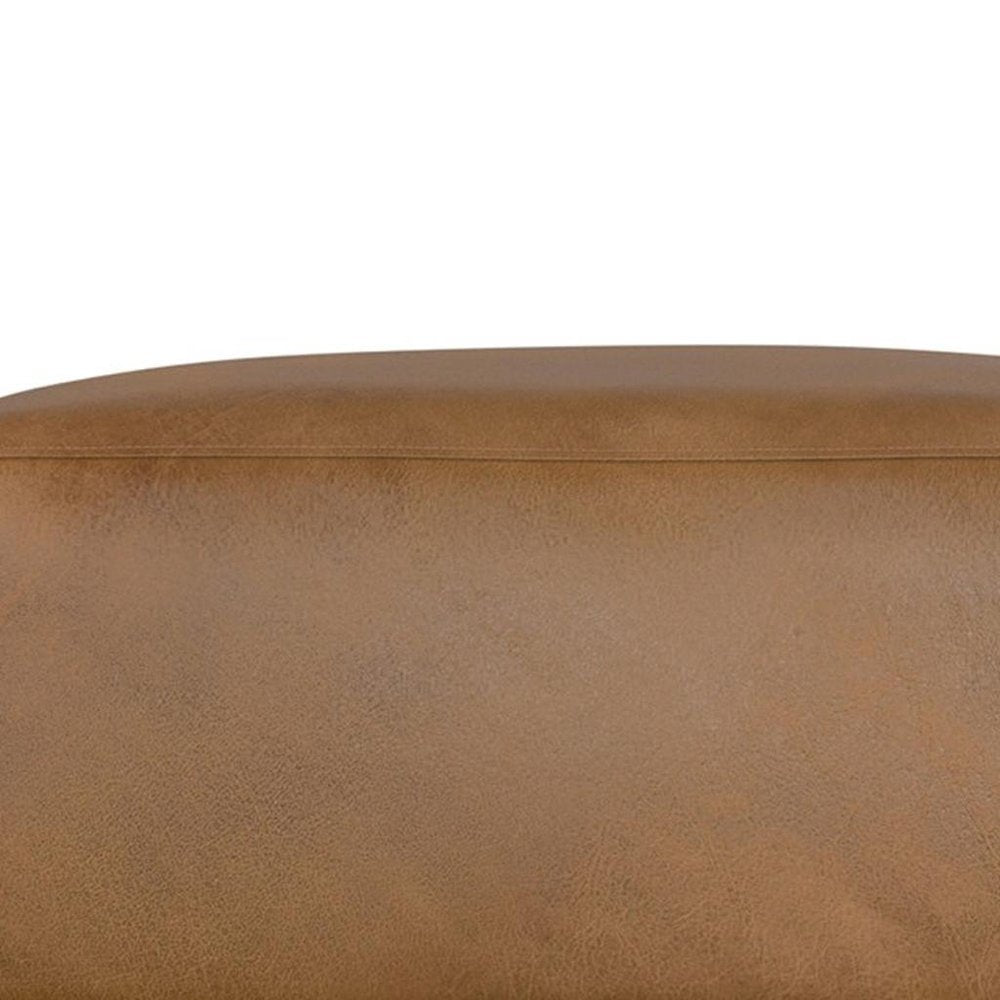 116" Brown Leather Sofa With Ottoman HomeRoots