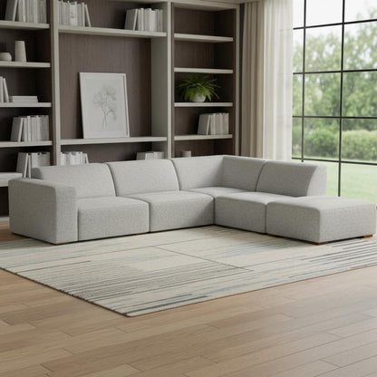 116" Gray Fabric Sofa With Ottoman With Brown Legs HomeRoots
