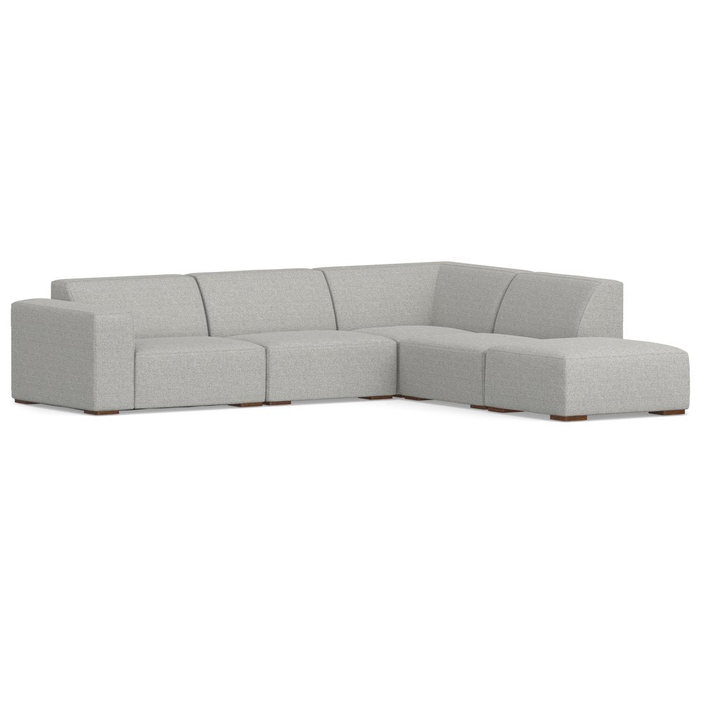 116" Gray Fabric Sofa With Ottoman With Brown Legs HomeRoots