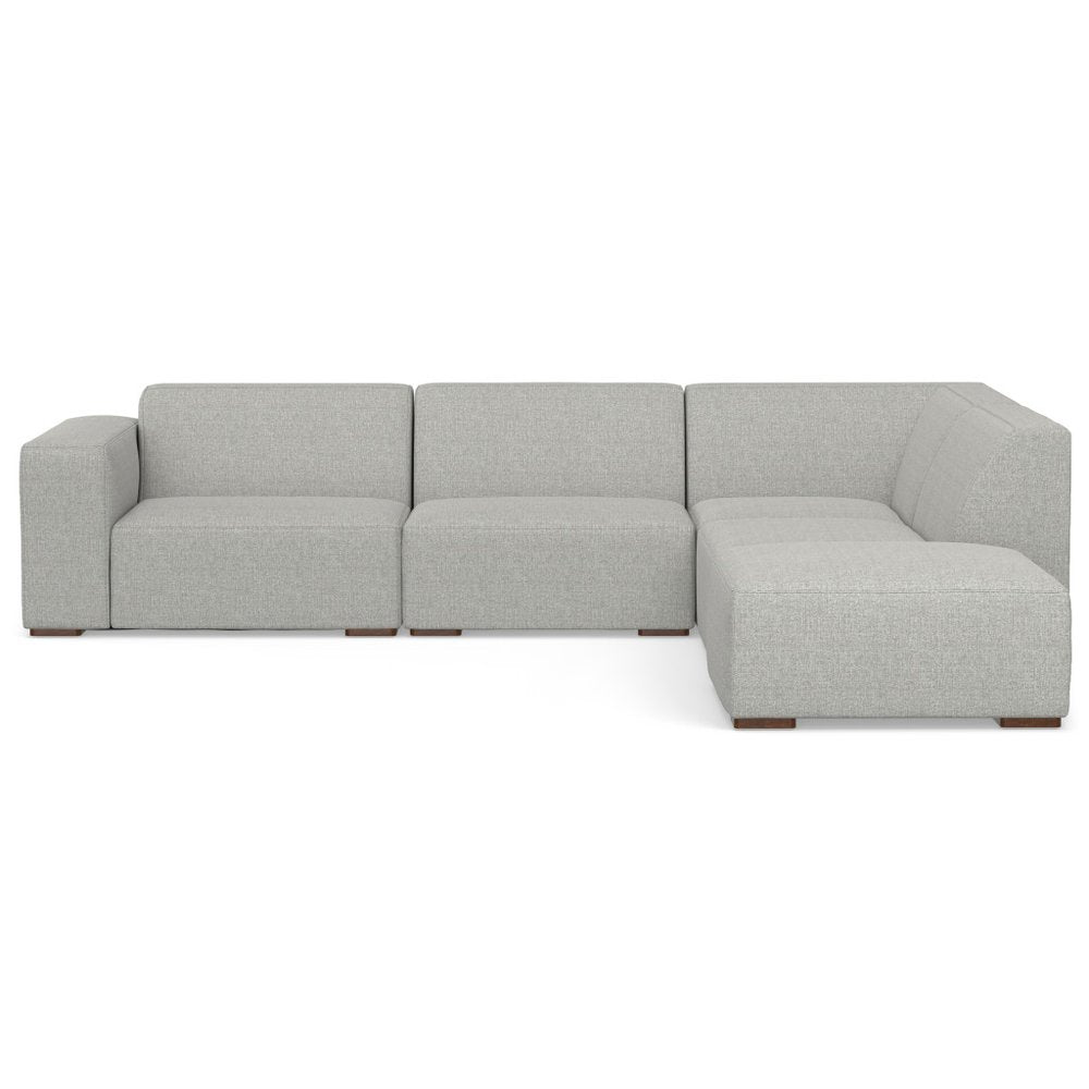 116" Gray Fabric Sofa With Ottoman With Brown Legs HomeRoots