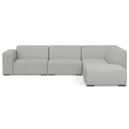 116" Gray Fabric Sofa With Ottoman With Brown Legs HomeRoots