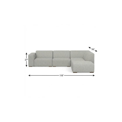 116" Gray Fabric Sofa With Ottoman With Brown Legs HomeRoots