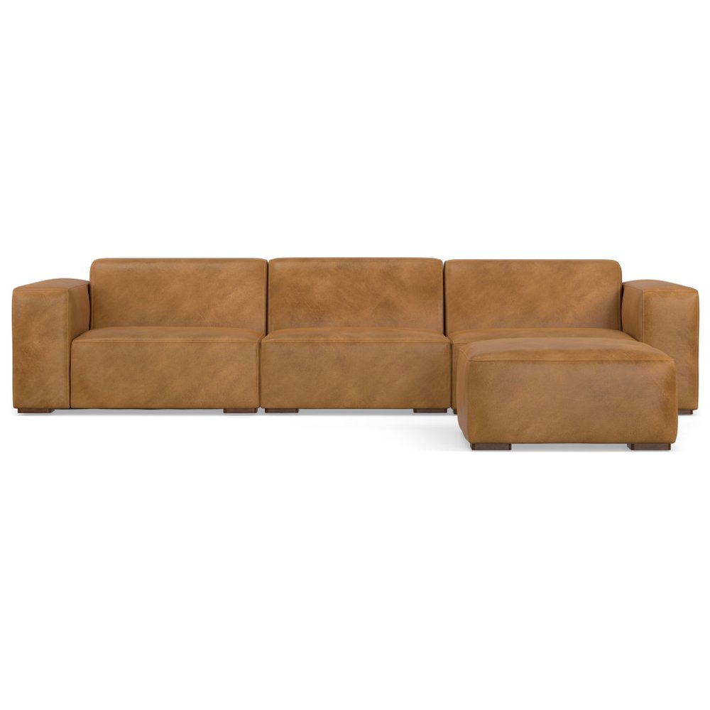 122" Sienna Leather Sofa With Ottoman With Brown Legs HomeRoots