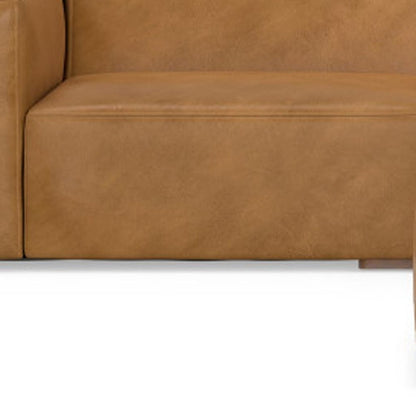 122" Sienna Leather Sofa With Ottoman With Brown Legs HomeRoots