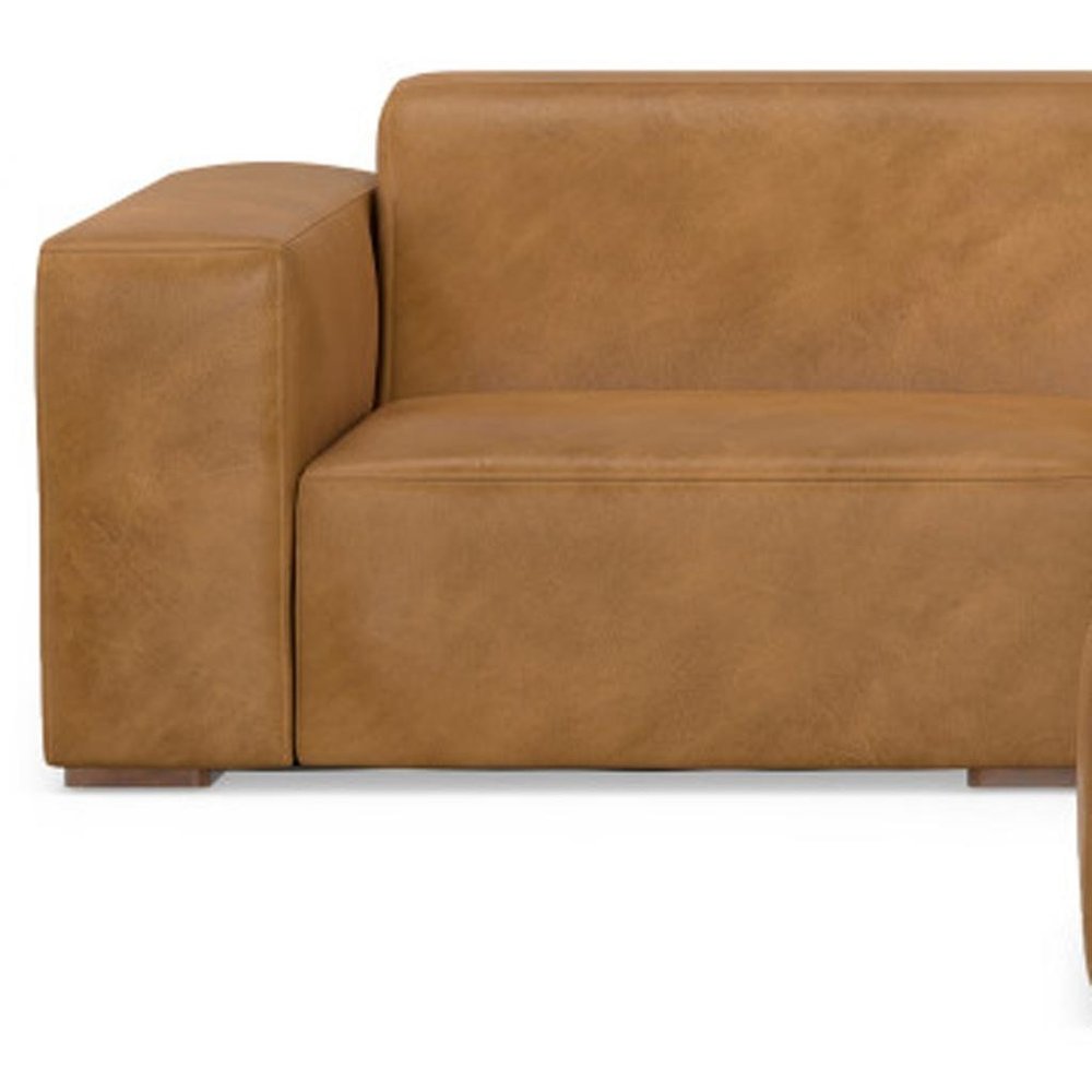122" Sienna Leather Sofa With Ottoman With Brown Legs HomeRoots