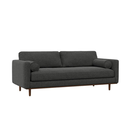 89" Gray Fabric Sofa With Ottoman With Brown Legs HomeRoots