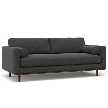 89" Gray Fabric Sofa With Ottoman With Brown Legs HomeRoots