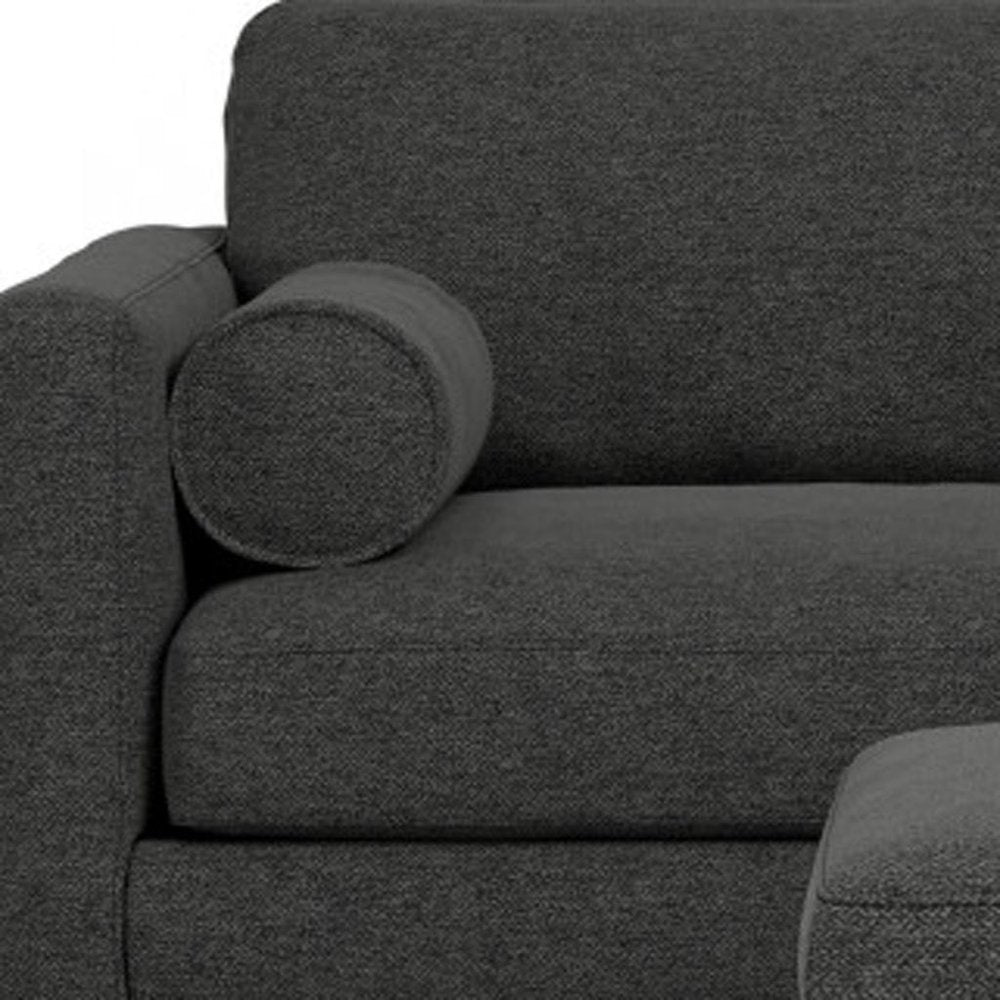 89" Gray Fabric Sofa With Ottoman With Brown Legs HomeRoots