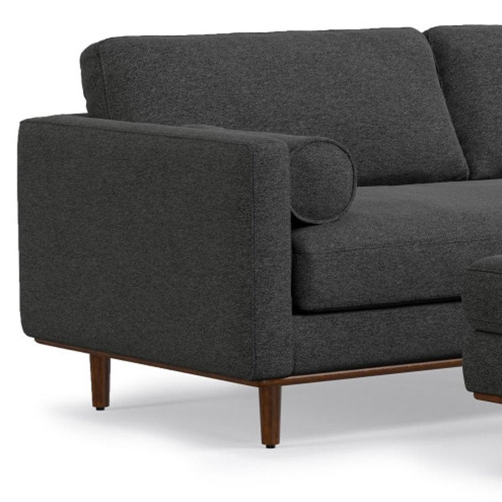 89" Gray Fabric Sofa With Ottoman With Brown Legs HomeRoots