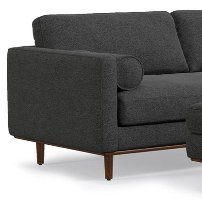 89" Gray Fabric Sofa With Ottoman With Brown Legs HomeRoots