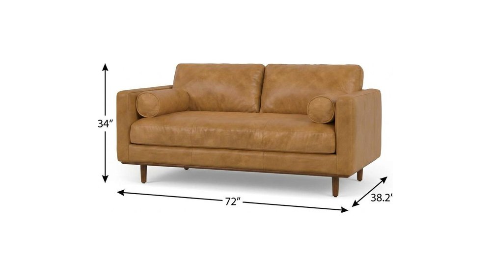 72" Sienna Leather Sofa With Ottoman With Brown Legs HomeRoots