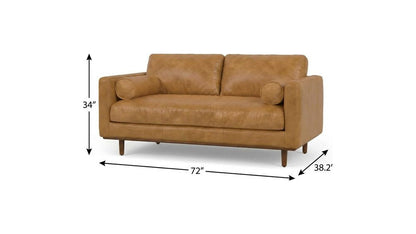 72" Sienna Leather Sofa With Ottoman With Brown Legs HomeRoots