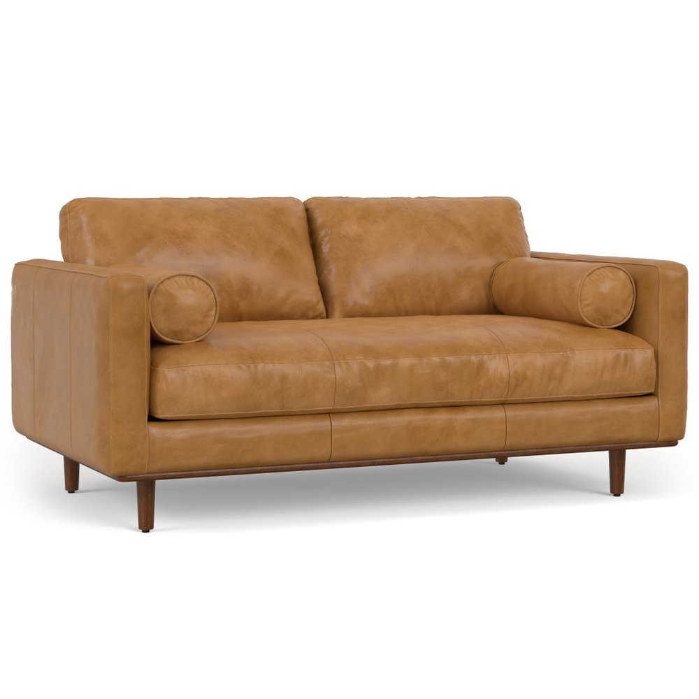 72" Sienna Leather Sofa With Ottoman With Brown Legs HomeRoots