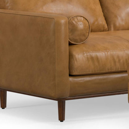 72" Sienna Leather Sofa With Ottoman With Brown Legs HomeRoots