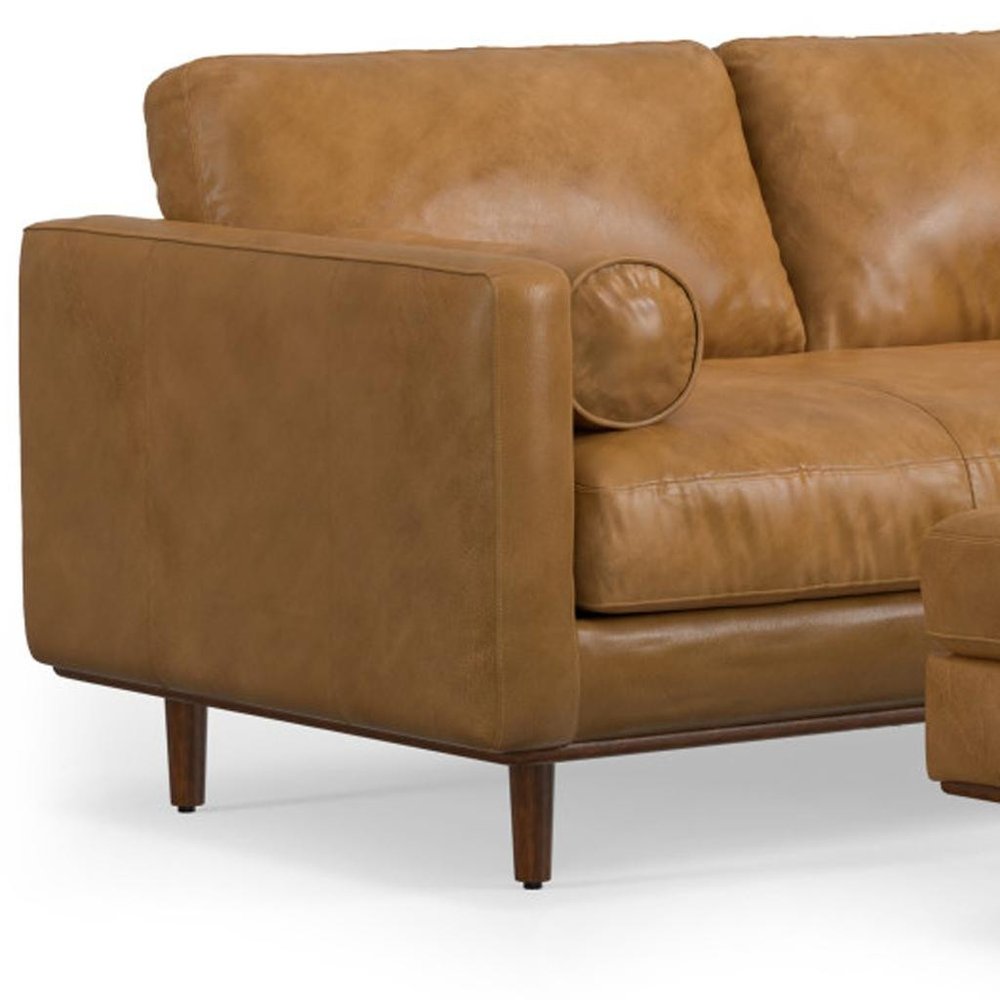 72" Sienna Leather Sofa With Ottoman With Brown Legs HomeRoots