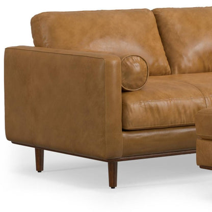 72" Sienna Leather Sofa With Ottoman With Brown Legs HomeRoots
