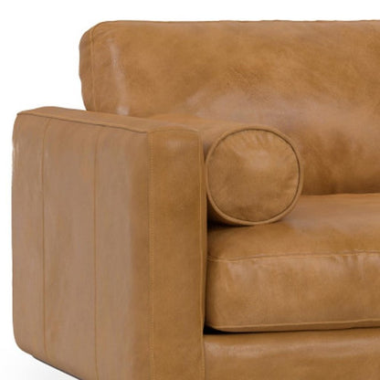 72" Sienna Leather Sofa With Ottoman With Brown Legs HomeRoots