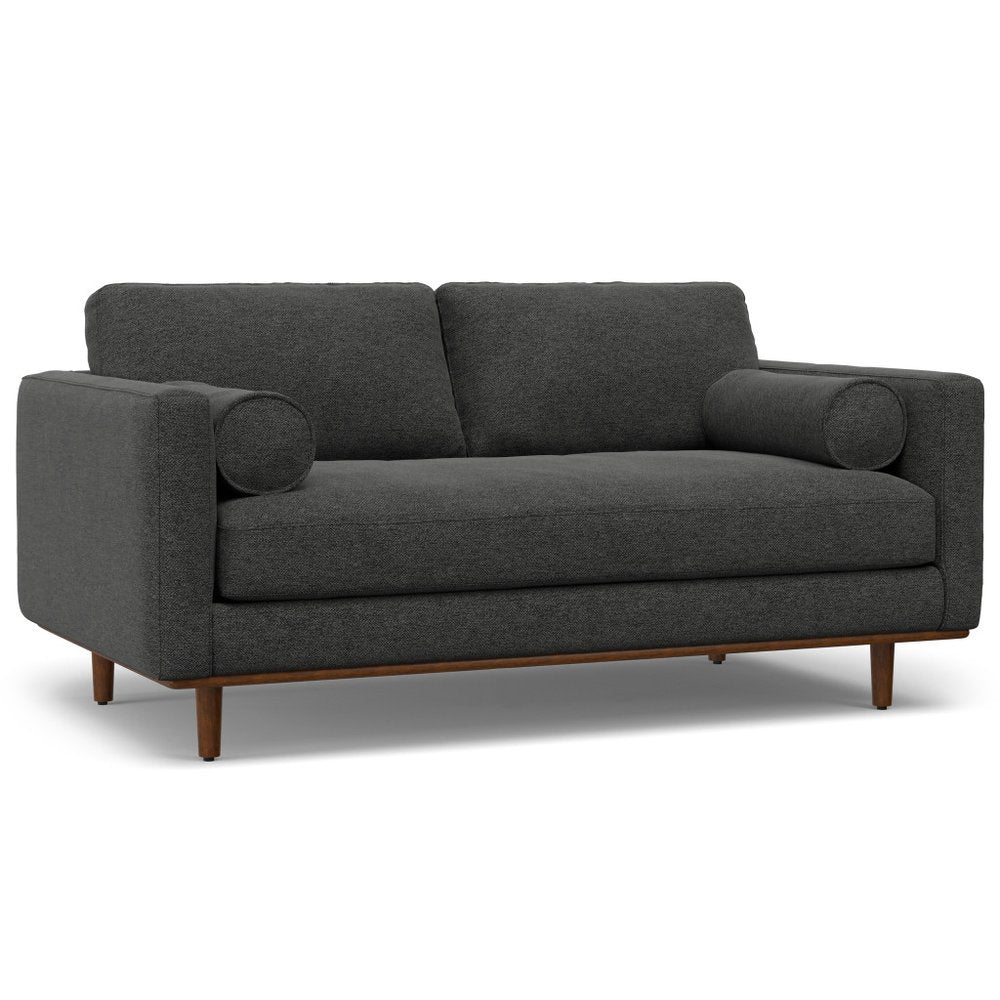 72" Gray Fabric Sofa With Ottoman With Brown Legs HomeRoots