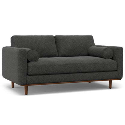 72" Gray Fabric Sofa With Ottoman With Brown Legs HomeRoots