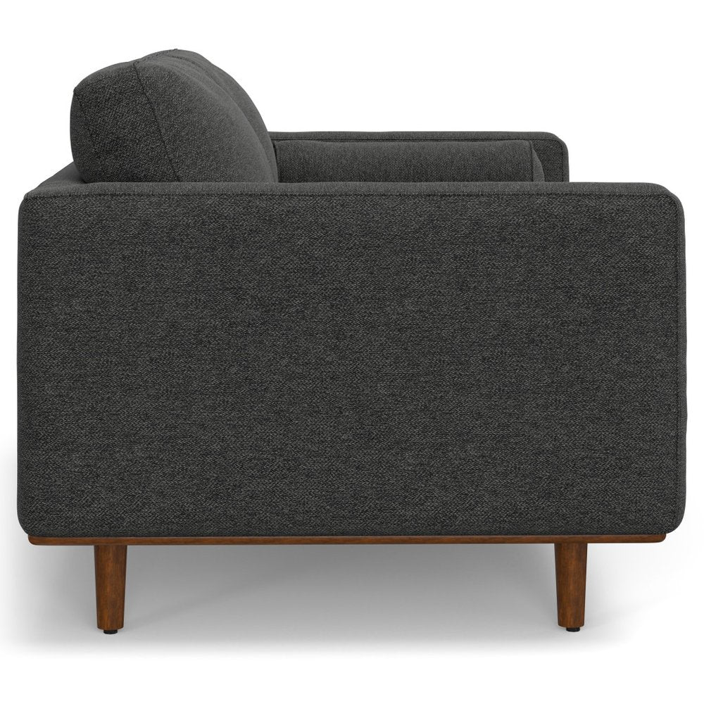 72" Gray Fabric Sofa With Ottoman With Brown Legs HomeRoots