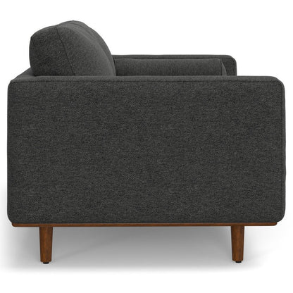 72" Gray Fabric Sofa With Ottoman With Brown Legs HomeRoots