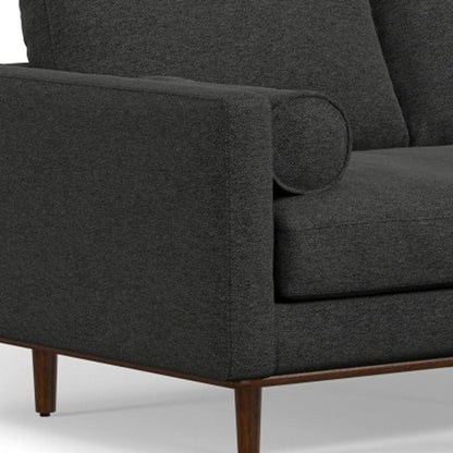 72" Gray Fabric Sofa With Ottoman With Brown Legs HomeRoots