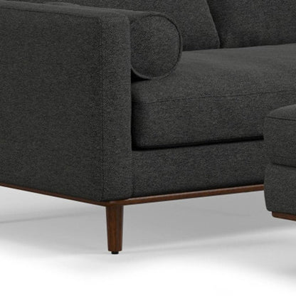 72" Gray Fabric Sofa With Ottoman With Brown Legs HomeRoots