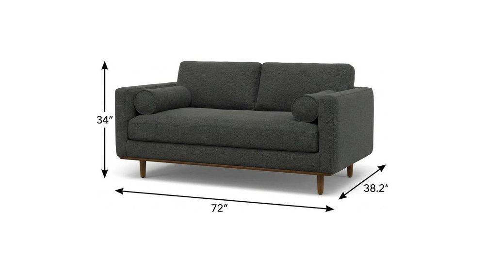 72" Gray Fabric Sofa With Ottoman With Brown Legs HomeRoots