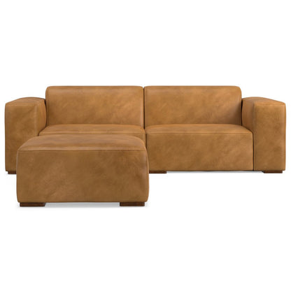 88" Sienna Leather Sofa With Ottoman With Brown Legs HomeRoots