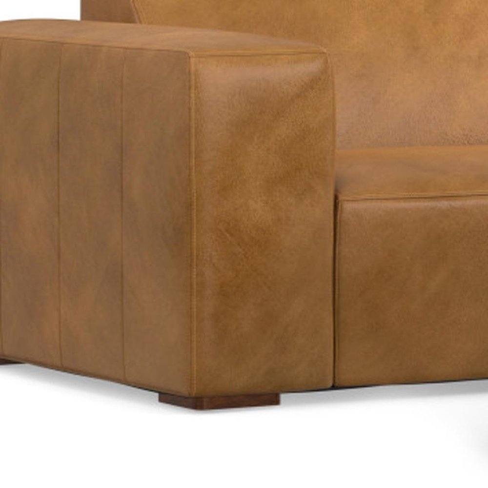 88" Sienna Leather Sofa With Ottoman With Brown Legs HomeRoots