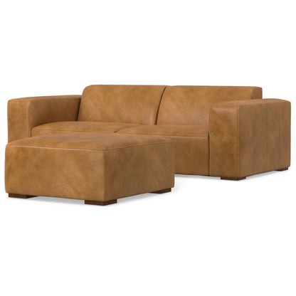 88" Sienna Leather Sofa With Ottoman With Brown Legs HomeRoots