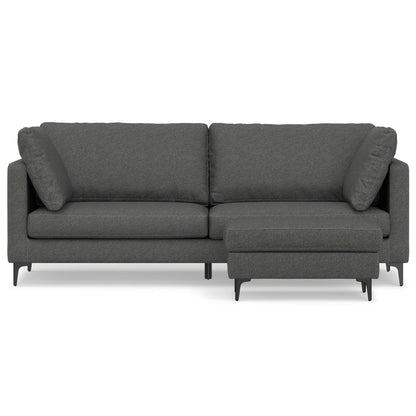 90" Gray Fabric Sofa With Ottoman With Black Legs HomeRoots