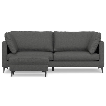 90" Gray Fabric Sofa With Ottoman With Black Legs HomeRoots