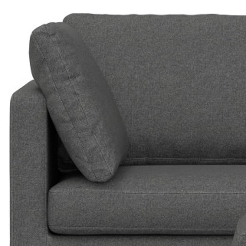 90" Gray Fabric Sofa With Ottoman With Black Legs HomeRoots