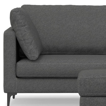 90" Gray Fabric Sofa With Ottoman With Black Legs HomeRoots