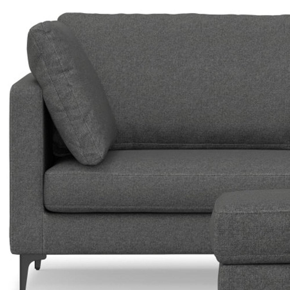 90" Gray Fabric Sofa With Ottoman With Black Legs HomeRoots