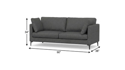 90" Gray Fabric Sofa With Ottoman With Black Legs HomeRoots