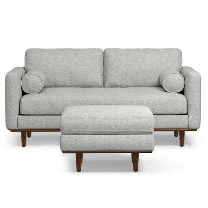 72" Gray Fabric Sofa With Ottoman With Brown Legs HomeRoots